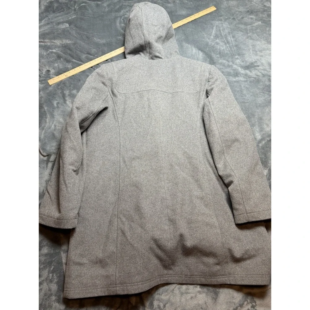 LL Bean Maine Womens Coat XL Gray Wool Blend Toggle Button Duffle